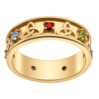 14K Gold over Sterling Family Celtic Birthstone Band Ring