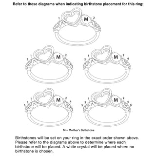 Sterling Silver Family Heart Birthstone Ring
