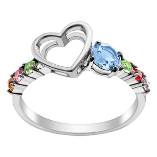 Family Heart Birthstone Ring