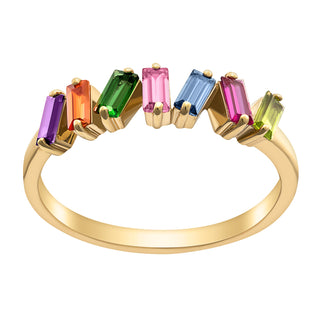 14K Gold over Sterling Family Baguette Birthstone Ring