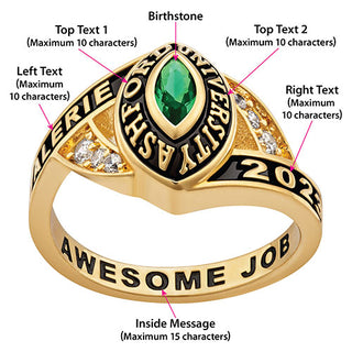 Ladies' 14K Gold over Sterling Marquise Birthstone Class Ring