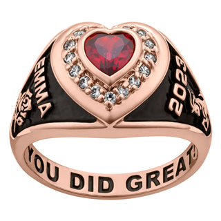 Ladies' 14K Rose Gold over Sterling  CZ Heart Class Ring