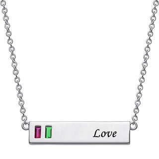 Baguette Birthstone Love Bar Pendant