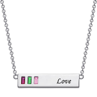 Baguette Birthstone Love Bar Pendant