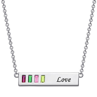 Baguette Birthstone Love Bar Pendant