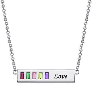 Baguette Birthstone Love Bar Pendant