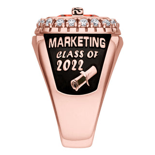 Rose Goldtone CZ Encrusted Personalized Top Class Ring