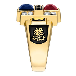 Ladies' 14K Gold Plated Double Birthstone & CZ Rectangle Class Ring