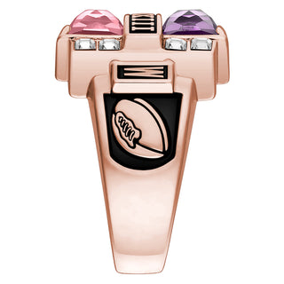 Men's 14K Rose Gold Plated Double Birthstone & CZ Rectangle Class Ring