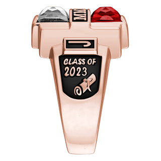 Men's 14K Rose Gold Plated Double Birthstone Rectangle Class Ring