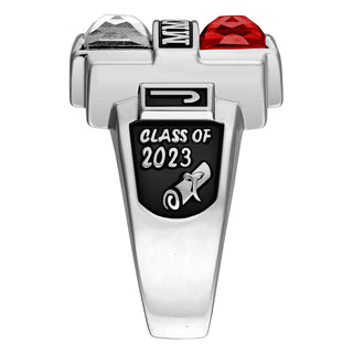 Men's Sterling Silver Double Birthstone Rectangle Class Ring