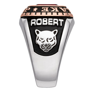 Men's 2-Tone Platinum and 14K Rose Gold Plated Birthstone Class Ring