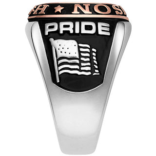 Men's Platinum and 14K Rose Gold Plated 2-Tone Double Row Class Ring