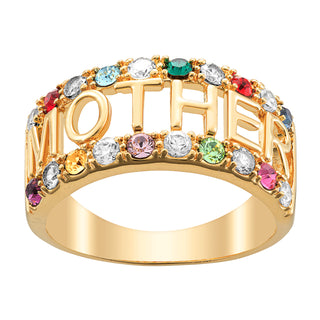 Mother CZ Family Birthstone Ring