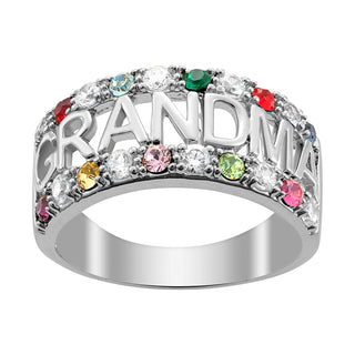 Grandma CZ Family Birthstone Ring