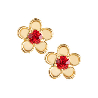 14K Gold Plated Birthstone Flower Earring with Jacket