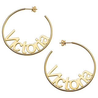 Personalized Nameplate Large Post Hoop Earrings