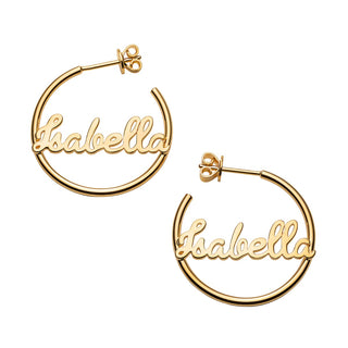 Personalized 14K Gold over Sterling Nameplate Small Post Hoop Earrings