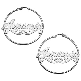 Personalized Sterling Silver Nameplate Hoop Earrings