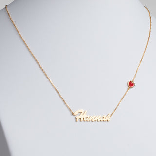 14K Gold Plated Script Name with Enamel Heart Necklace