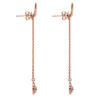 14K Rose Gold over Sterling Name with Birthstone Heart Dangle Crawler Earrings