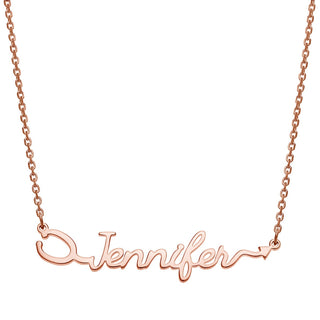 14K Rose Gold over Sterling Script Name with Stethoscope Necklace