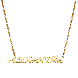 Stainless Steel Fancy Script Uppercase Name Necklace