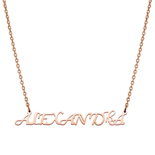 Stainless Steel Fancy Script Uppercase Name Necklace