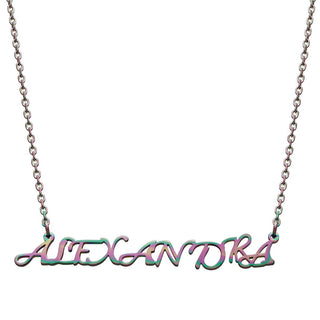 Stainless Steel Fancy Script Uppercase Name Necklace