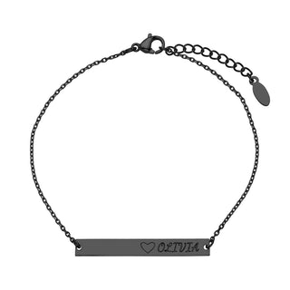 Stainless Steel Engraved Name Bar Bracelet