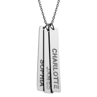 Stainless Steel Eng Name Vertical Bar Necklace - 3 names