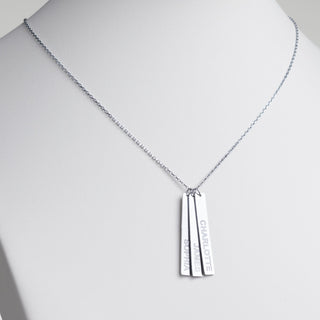 Stainless Steel Eng Name Vertical Bar Necklace - 3 names