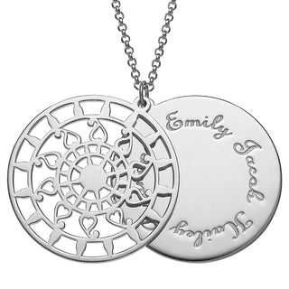 Personalized Mandala Family Name Double Disc Necklace