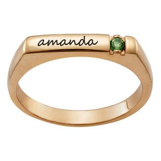 Personalized Name and Birthstone Stackable Ring