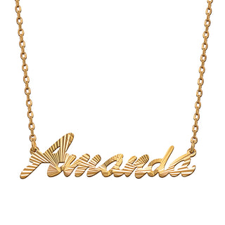 14K Gold Plated Diamond Cut Script Name Necklace