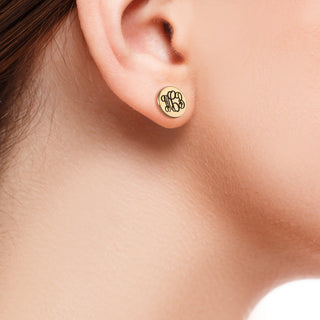 10K Yellow Gold Monogram Disc Earrings