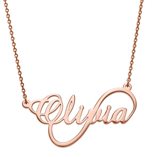 14K Rose Gold over Sterling  Script Name Infinity Necklace