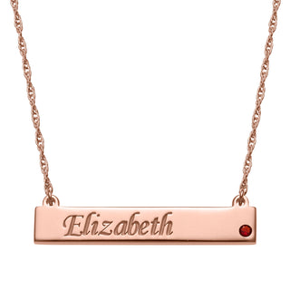 14K Rose Gold over Sterling Personalized Name and Birthstone Bar Necklace