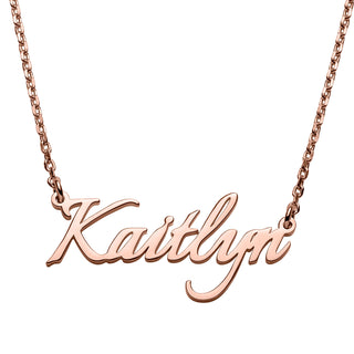 14K Rose Gold over Sterling Petite Fancy Script Name Necklace