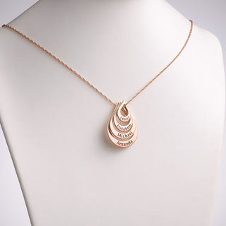 14K Rose Gold Plated Nesting Teardrop with Names Necklace - 4 Names