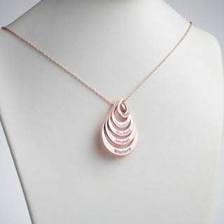 14K Rose Gold Plated Nesting Teardrop with Names Necklace - 5 Names