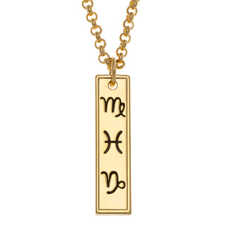 14K Gold Plated Personalized 3 Zodiac Signs Initial Bar Necklace