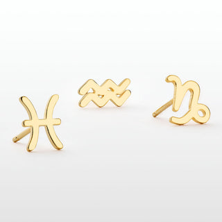 14K Gold Plated Zodiac Sign Cutout Stud Earring