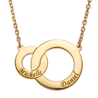 14K Gold over Sterling Engraved Interlocking Circles Necklace