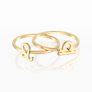 14K Gold over Sterling Cutout Zodiac Stack Ring Set of 2