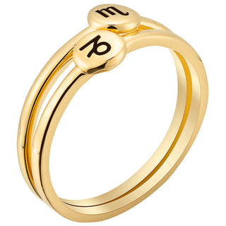 14K Gold Plated Zodiac Stack Ring Set of 2