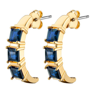 14K Gold Plated Genuine Sapphire Ring and Earrings Set