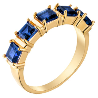 14K Gold Plated Genuine Sapphire Ring and Earrings Set