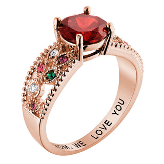 14K Rose Gold Plated Mother's Family Birthstone Ring