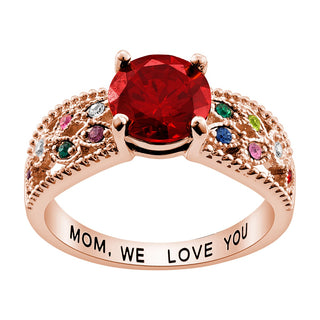 14K Rose Gold Plated Mother's Family Birthstone Ring